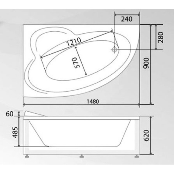 Ванна акриловая BellSan Грета 150x90 L BS.GR-A1480900L белая угловая