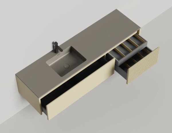 Тумба с раковиной Salini Domino 180 см 27D118ON окрашивание по RAL эмаль Onda Plus