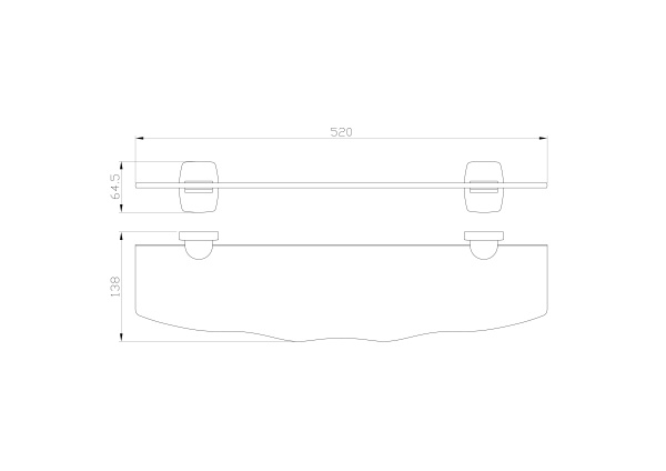 Стеклянная полка для ванной Wonzon & Woghand Porto WW-1701 хром глянцевая