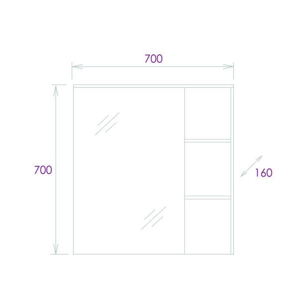 Зеркальный шкаф Onika Легран 207036 70 см дуб галифакс