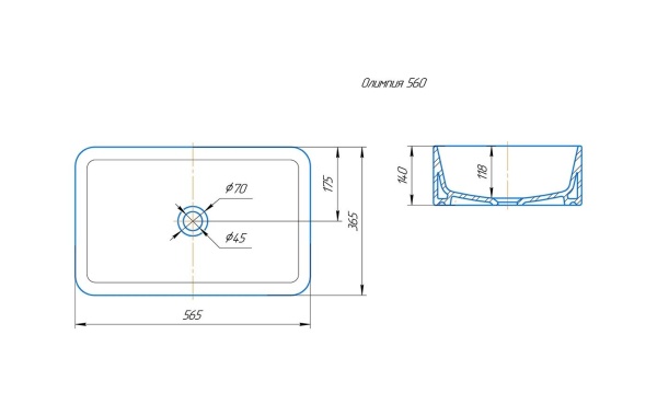 Накладная раковина Kirovit Олимпия 4640021064269 55 см белая