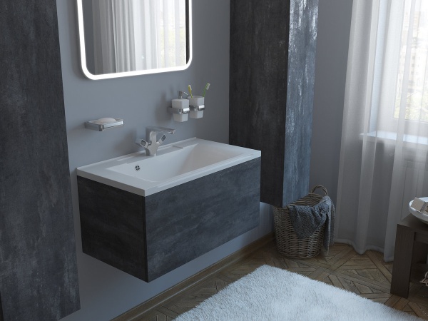 Тумба под раковину Kакса-А Cristal 22 004831 80 см серый графит