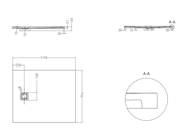 Душевой поддон Salini Oasi 120x100 120325M белый матовый