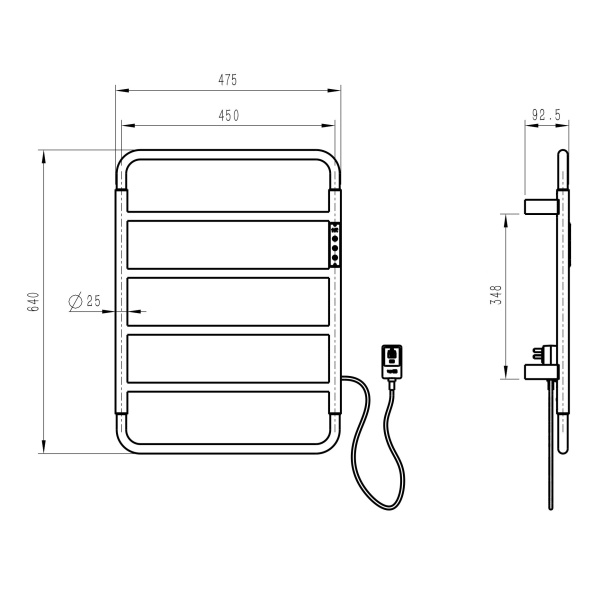 Полотенцесушитель электрический Wonzon & Woghand Wismar WW-AL201-GM темный графит брашированный