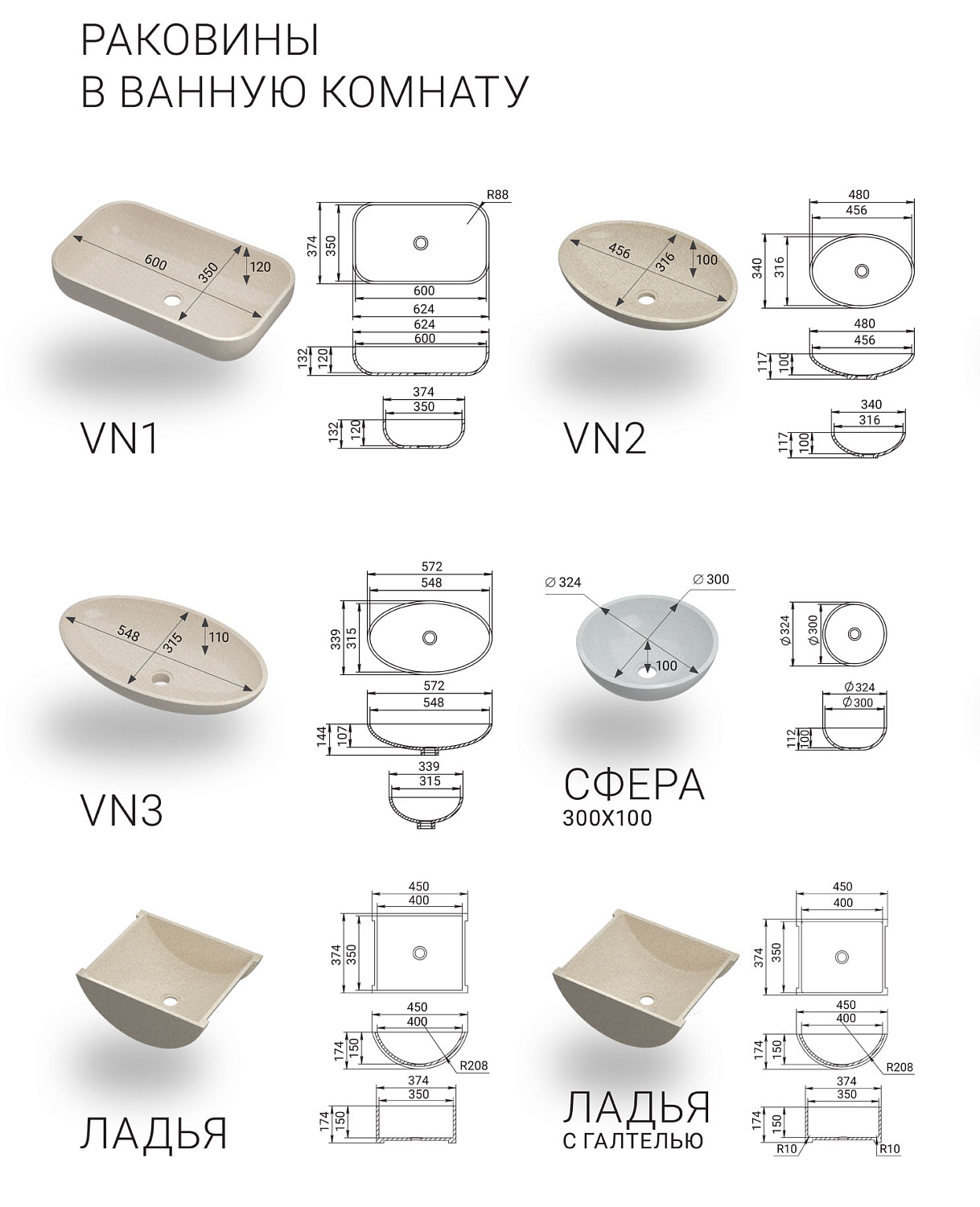 Заказать столешницу, раковину и ванну по индивидуальным размерам