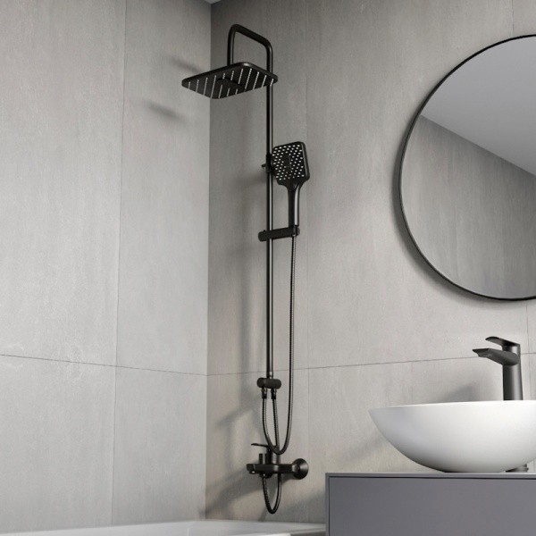 Душевая стойка со смесителем Voda VST1000-10Black черная матовая