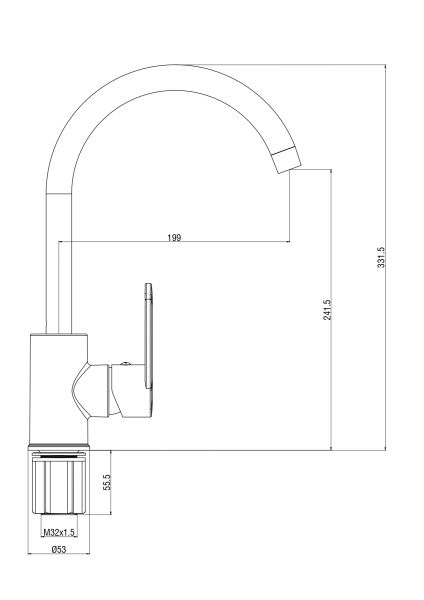 Смеситель для кухонной мойки Voda Waterfall WF519R хром глянцевый