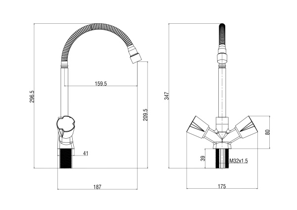Смеситель для кухонной мойки Voda Calm CALM519flex хром