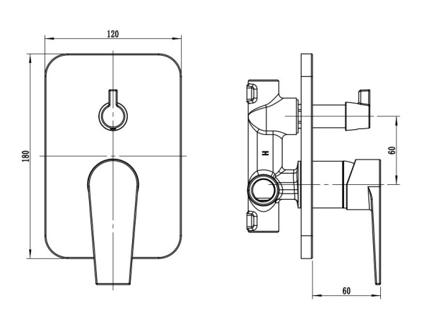 Встраиваемый смеситель для душа Esko Budapest Black BT83-2B черный