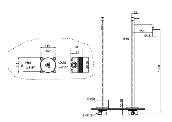 Смеситель напольный Boheme Uno 107-MW белый матовый