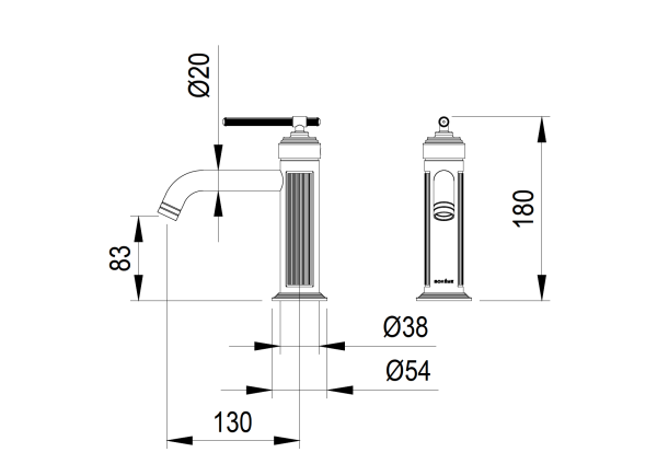 Встраиваемый смеситель для раковины Boheme Eterna 175-NB никель