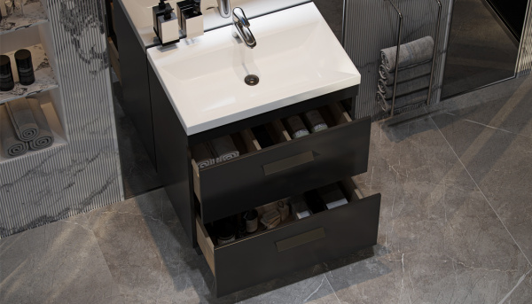 Тумба под раковину Velvex Orlando tn.ORL.CLA.70.2Y графит 70 см серая