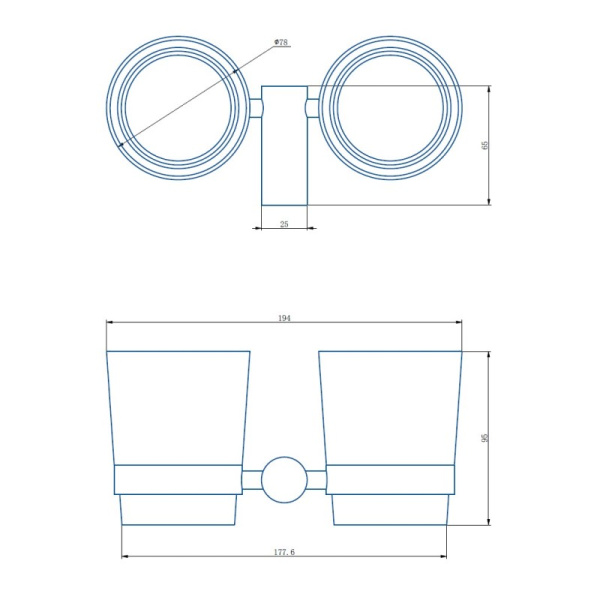 Держатель для стакана двойной Haiba HB8408-4 бронза