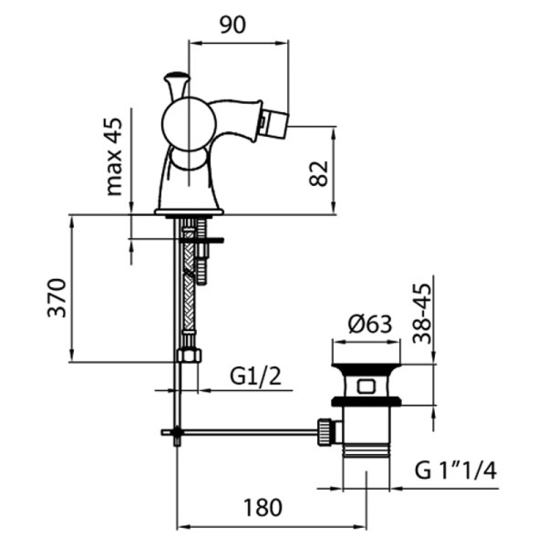 Смеситель для биде Webert Karenina KA710102065 бронза матовый