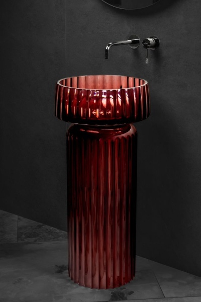 Накладная раковина Boheme Glow 810-RIB-G-BUR burgundy полиэфирная