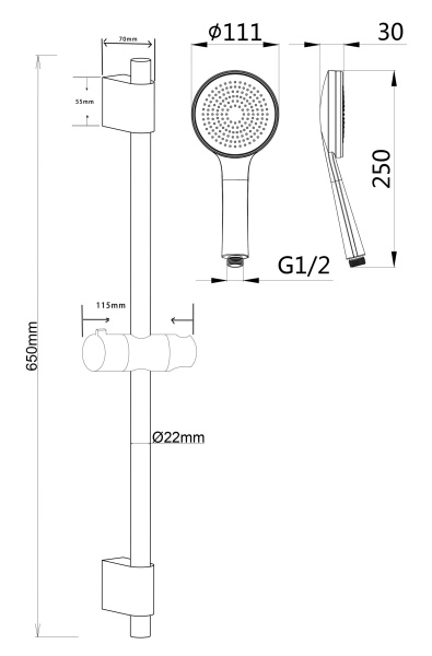 Душевой гарнитур Esko Eiger SSS1101 хром