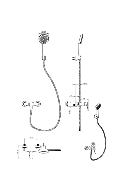 Смеситель для душа Wonzon & Woghand Alfa WW-AE3102-MW белый матовый с гарнитуром