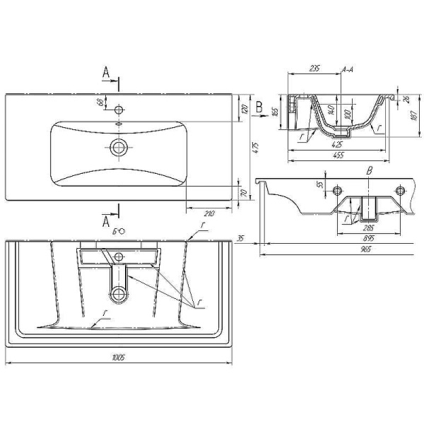 Мебельная раковина Caprigo Эйфория-100 100 см белая