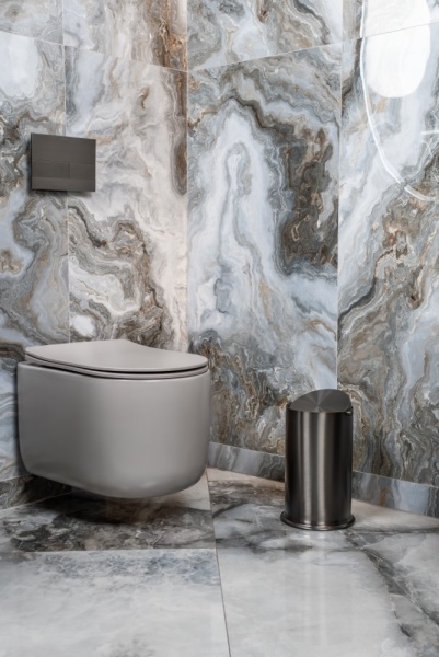 Ведро для мусора Boheme 10916-GM gun metal с вращающейся крышкой