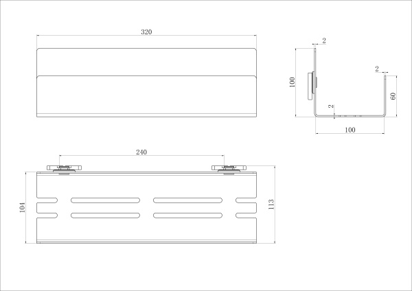 Полка для ванной Wonzon & Woghand WW-6131-BGM темный графит брашированная