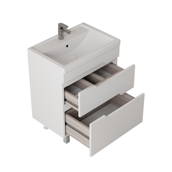 Тумба под раковину Onika Ламина 108072 75 см белая напольная (раковина Фостер 80)