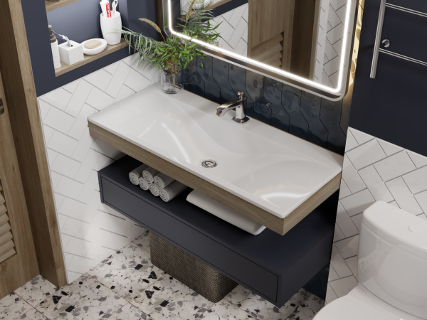 Мебельная раковина Madera Pulsus 4627173210973 120 см белая глянцевая