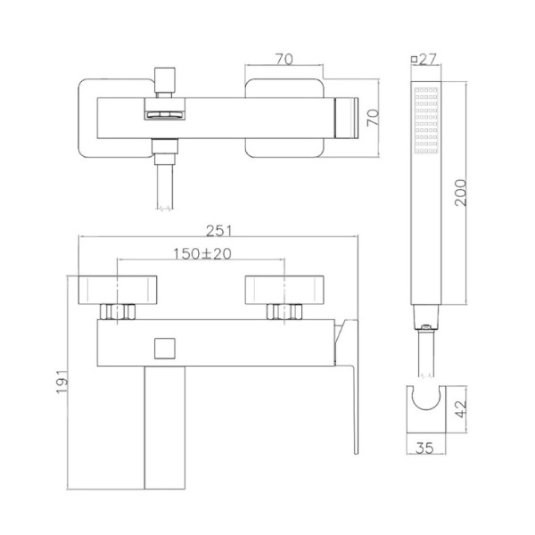 Смеситель для ванны Webert Pegaso PE850101794 золото глянцевый с душевым гарнитуром