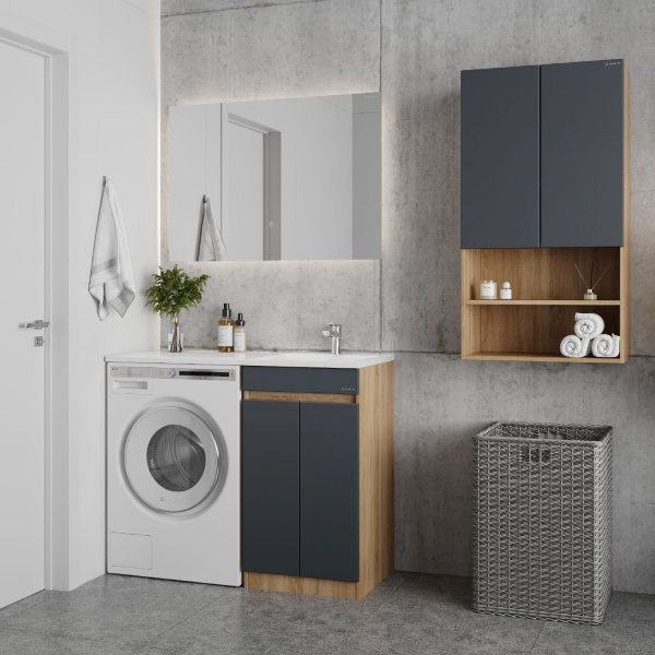 Шкаф Onika Маркус 306013 60 см серый матовый и дуб сонома разборный