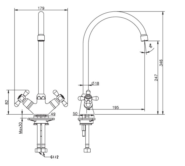 Смеситель для кухонной мойки Esko Vienna VN 06-2 хром
