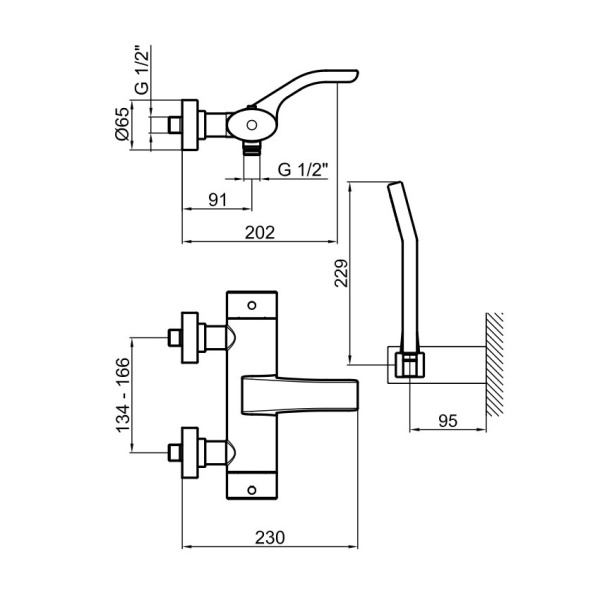 Смеситель для ванны Webert Wolo WO980201564 черный с хромом матовый с душевым гарнитуром