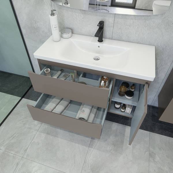 Тумба с раковиной Caprigo Forte 36115R-SF025 100 см серая