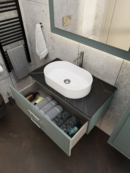 Столешница La Fenice Granite Black Olive Light Lappato FNC-VS03-TER-100-2 100 см черный мрамор без отверстий