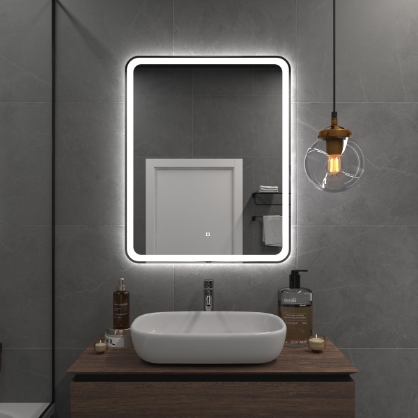 Зеркало Onika Магна 50x80 205024 белое с подсветкой и сенсором