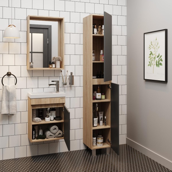 Пенал Onika Милтон 403078 30 см серый матовый и дуб сонома