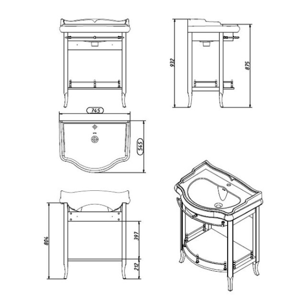 Консоль с раковиной Caprigo Trevi 11517console 65 см (эмаль)