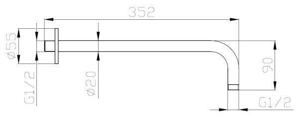 Кронштейн для верхнего душа Esko SH376 black матовый черный