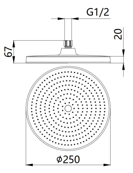 Верхний душ Esko TS1400Black черный