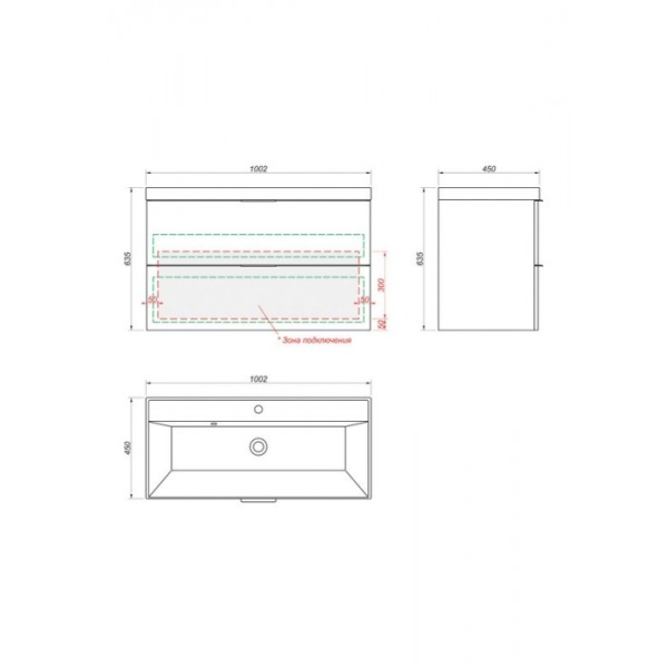 Тумба под раковину Kакса-А Novella 005353 100 см ясень анкор темный