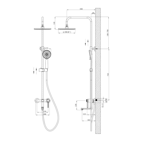 Душевая стойка со смесителем Esko Sochi ST260SCGold золотой сатин матовая