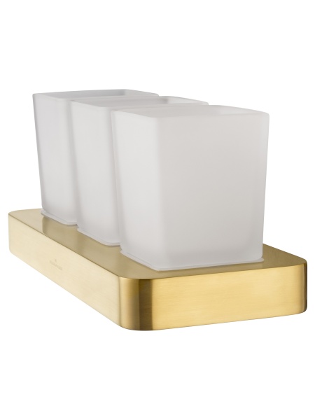 Стакан для зубных щеток Wonzon & Woghand Lotte WW-8338-BG золото брашированный с держателем