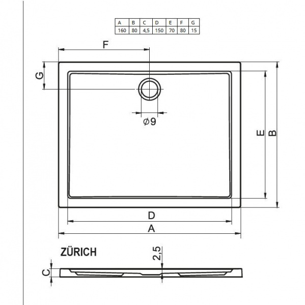 Душевой поддон Riho Zurich 160x80 D001019005 белый