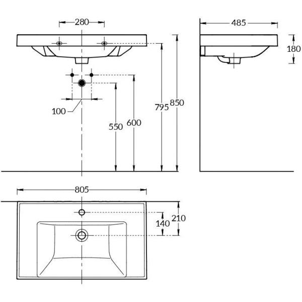 Мебельная раковина LaFenice Cubo CU.NN.80 80 см белая