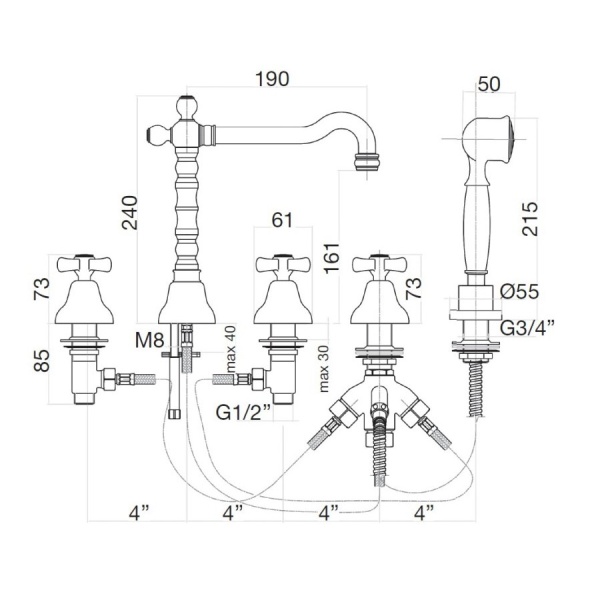 Смеситель на борт ванны Webert Armony AM730402065 бронза матовый
