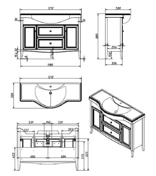 Тумба с раковиной Caprigo Lion 38316-036.000.00.20 120 см орех античный