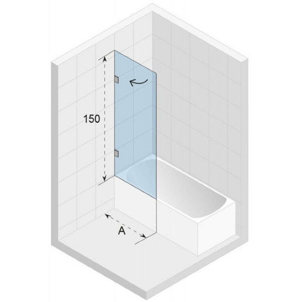 Шторка на ванну Riho Scandic 100x150 R G001134120 R профиль хром