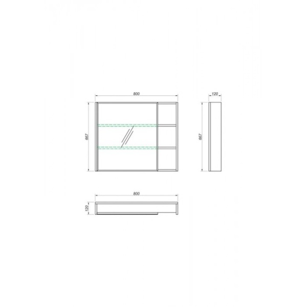 Зеркальный шкаф Kакса-А Novella 005356 80 см ясень анкор темный