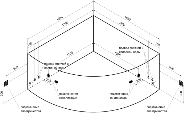 Ванна акриловая Radomir Филадельфия 170x170 1-01-0-0-1-042 угловая c каркасом