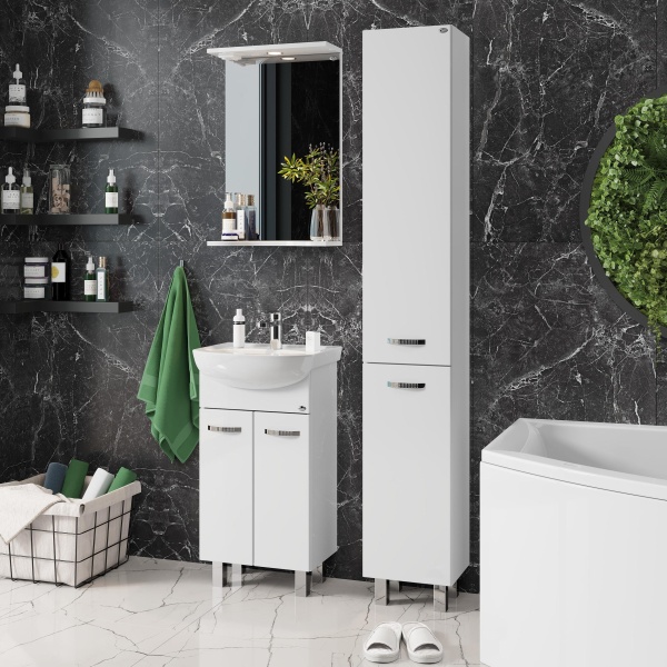 Зеркало Onika Коралл 45x90 204501 белое с подсветкой