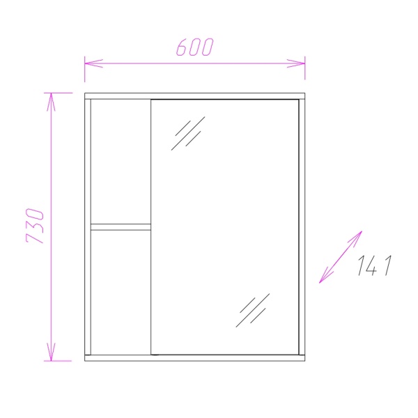 Зеркальный шкаф Onika Дельта 206060 60 см ясень шимо