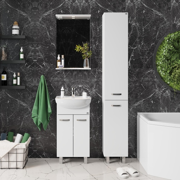 Зеркало Onika Коралл 45x90 204501 белое с подсветкой